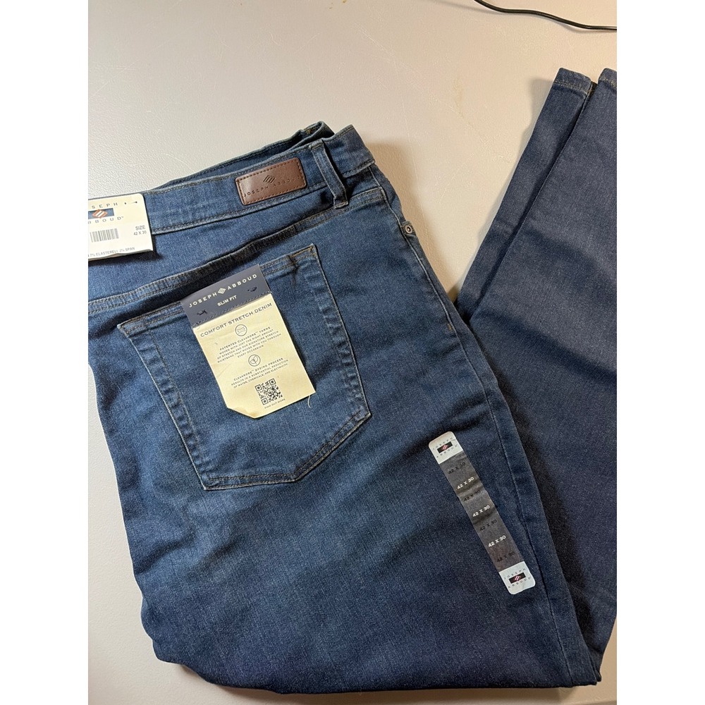 Joseph Abboud Jeans Mens 42x30 Blue Comfort Stretch Denim Slim Fit Dark Wash NWT